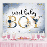 Süss Baby Junge Marmor Blumen Blau babydusche Hintergrund